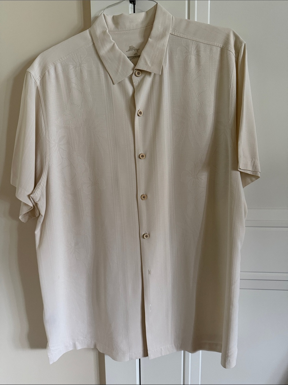 Tommy Bahama Cream Short Sleeve Button-Up Shirt